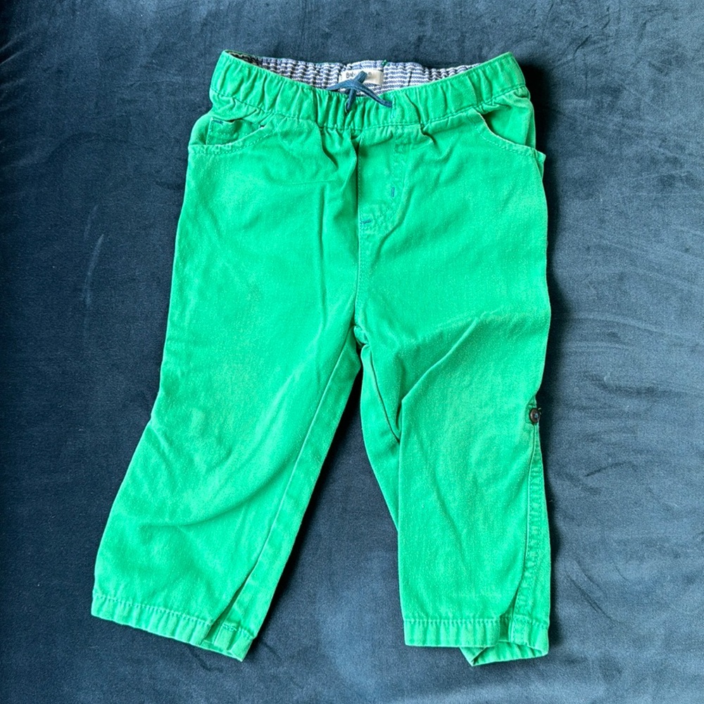 Mini Boden Toddler Boys Size 18-24 month Green Cotton Pants - roll up to shorts